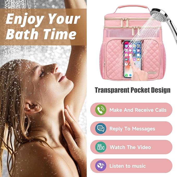 Large Toiletry Bag for Women MenBathroom BagWater Resistant Shower BagMakeup BagPortable Shower Caddy for College DormHanging Travel Toiletry Bag with Transparent Waterproof Phone Pocket