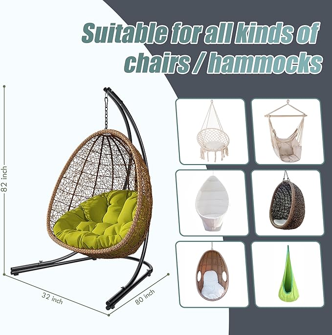 Sorbus Hammock Chair Stand Hanging Chair Stand- Heavy Duty Steel Sensory Swing Stand- Weather &amp Rust Resistant Arc Stand- Adjustable Portable Stand 330lbs - TreeLoungerAir PorchIndoor/OutdoorY