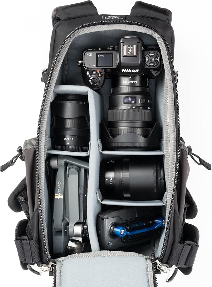 Think Tank Backlight Sprint Lightweight Slim Camera Daypack Backpack for DSLR Mirrorless Photography and Video - Slate Black