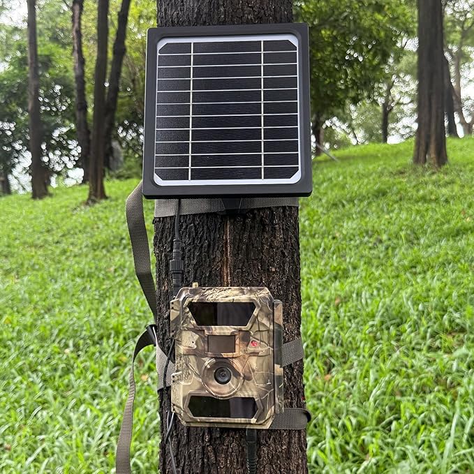 5W Solar Panel for Trail Camera 12V 6V Solar Battery Charger Kit with 5200mAh Rechargeable Battery Waterproof Hunting Accessory for Game Camera &amp Wildlife Camera