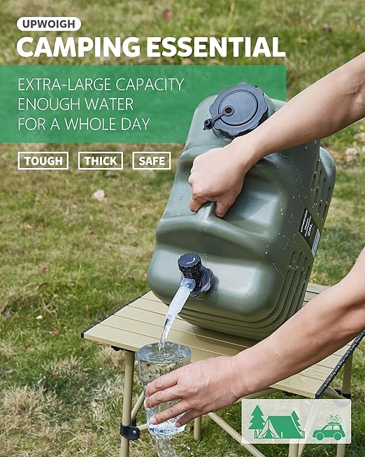 UPWOIGH Camping Water Container 6.6 Gallon Big Water Jug(25L) Truly No Leakage Water Storage Military Green Water TankBPA Free Overlanding Gear