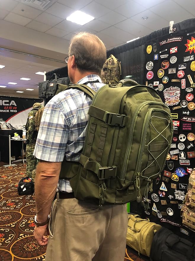 Large Tactical Backpack for Men Military Backpack with DIY System for Travel WorkCampingHuntingHikingSports (GREEN)
