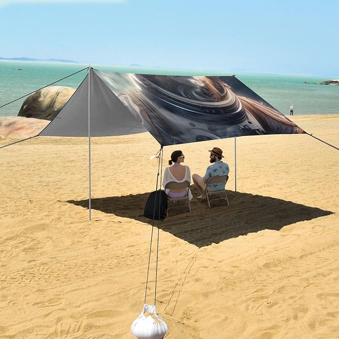 ALAZA Dog Puppy Astronaut Beach Tent Sun Shelter UPF50+ Protection Beach Shade Canopy w/ 4 Sandbags for Outdoor Camping Fishing Backyard Fun Picnic 10x9 ft