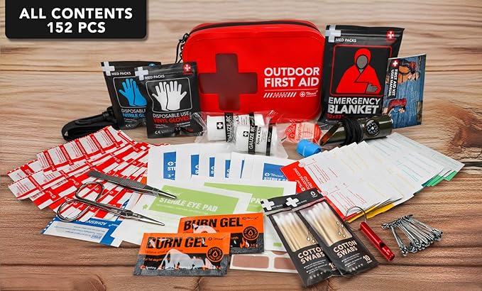 152 PCS Waterproof First Aid Kit Portable Small Boat Dry Bag Bug Out Bags Emergency Medical Kit Ideal for Boating Camping Fishing Kayaking Floating Red