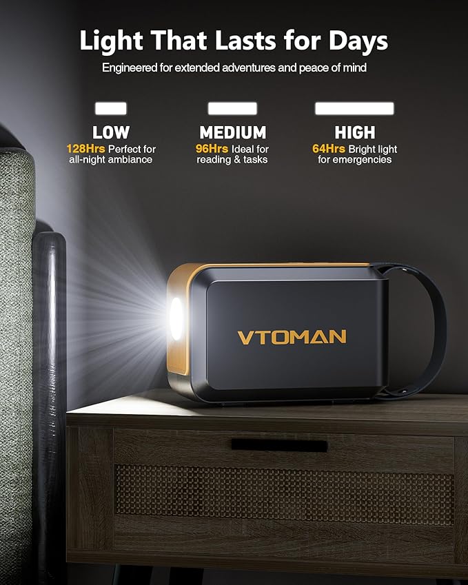 VTOMAN Jump 100 Portable Power Station 88.8Wh Solar Generator LiFePO4 Battery Power Station with 100W (Peak 200W) AC Outlet 1x PD 65W USB-C 2x Regulated 5V/2.4A USB-A for Camping