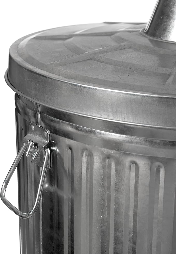 Gardenised 20-Gallon Galvanized Steel Incinerator Can with Lid &amp Vent Holes High-Heat Outdoor Burn Bin for Leaves Paper Yard Waste &amp Garden Debris Silver