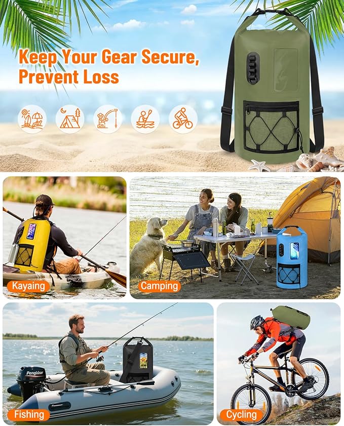 Waterproof Dry Bag 20L/30L Roll Top Waterproof Backpack with Waterproof Phone Case Heavy Duty Storage Bag for Women Men for Travel Kayaking Boating Rafting Camping Hiking &amp Beach