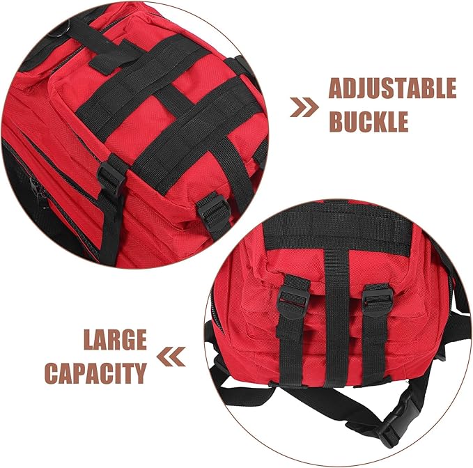 BESTonZON Outdoor Tactical Backpack Double Shoulder Bag Red 3p Modular Design Camping Hiking Mountaineering Storage Tools Bag for Outdoor Training and Travel