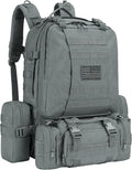 CVLIFE Tactical Backpack Military Army Rucksack 60L Large Assault Pack Detachable Molle Bag Grey