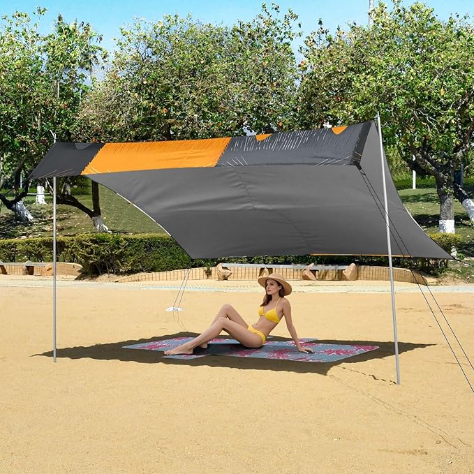 ALAZA Cat White Tile Pattern Beach Tent Sun Shelter Portable Canopy Sunshade for Outdoor Camping Picnics Backyard Fun 10x9 ft