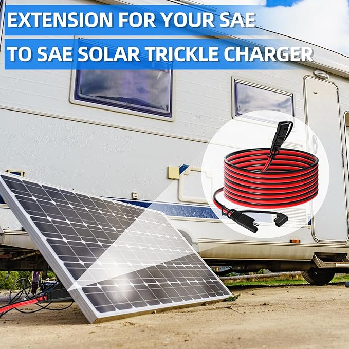 14 AWG 40 FT SAE Connector to SAE Battery Extension Cable Pure Copper 14 Gauge Power Quick Connect Cable for Cars Motorcycles Solar Panels RV