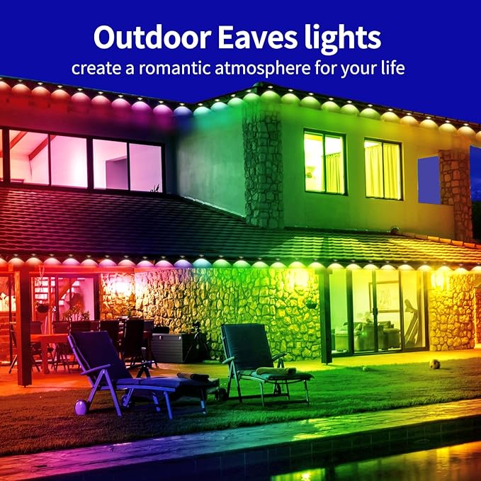 295ft permanent outdoor light RGB Smart outdoor eave lights with APP &amp Remote Controltimed Music synchronisation IP67 waterproof LED eave lightsuitable for partyHalloweenChristmasrooftopgar