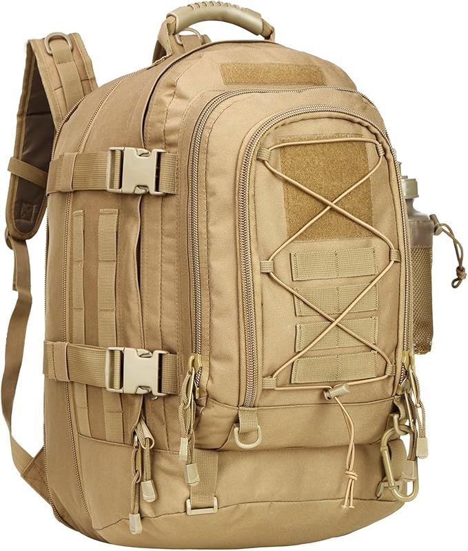Military Tactical Backpack 3 Day Pack Expandable Backpack Army Daypack for Hiking Gym Sport Camping (Tan)