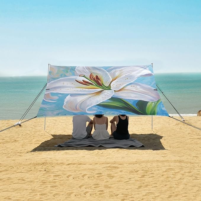 ALAZA Lily Blossom Garden Flower Beach Tent Sun Shelter Portable Canopy Sunshade for Outdoor Camping Picnics Backyard Fun 10x9 ft