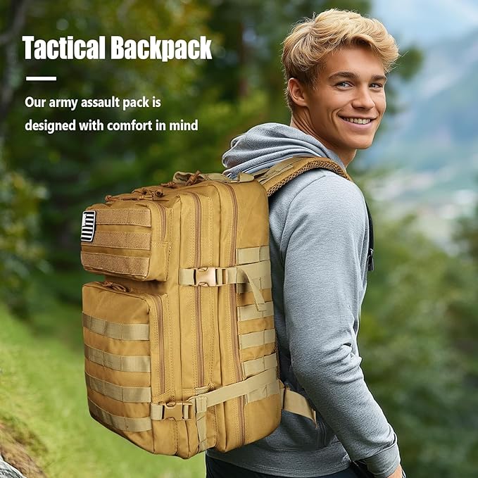 Military Tactical Backpack for Men 45L Molle Army 3 Days Assault Pack Bug Out Bag Water Resistant