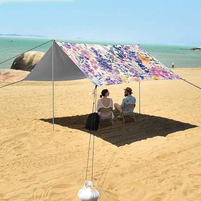 ALAZA Beautiful Lavender Flowers in A Garden Beach Tent Sun Shelter Portable Canopy Sunshade for Outdoor Camping Picnics Backyard Fun 10x9 ft