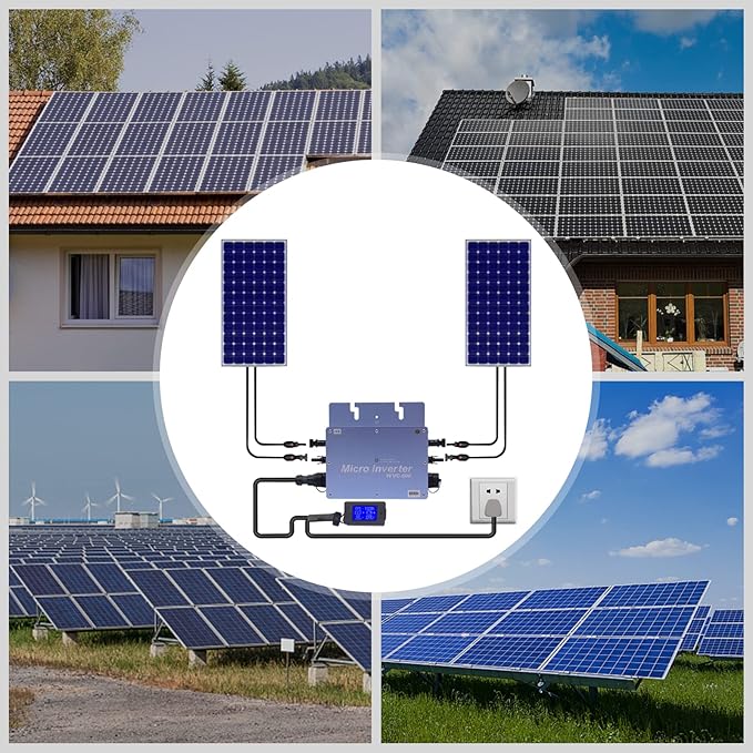Solar Micro Inverter with LCD Display Waterproof IP65 Wvc-600W Solar Grid Tie Micro Inverter Microinverter IP65 Self Cooling 110V (WVC-600w LCD Display)