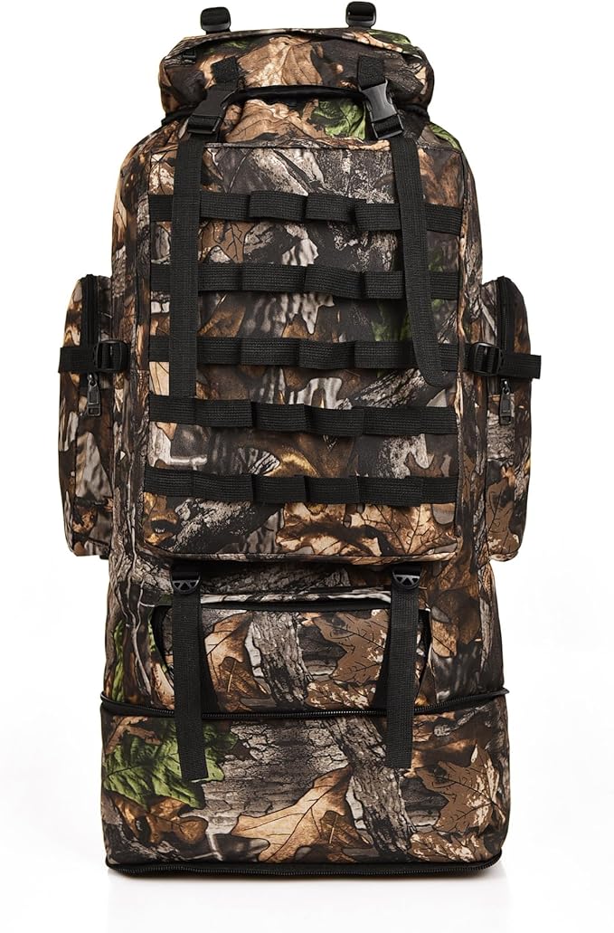 Tactical Backpack Military Molle Hiking 36-55L Camouflage Mountaineering Bag Tactical Trekking Bag Cycling Leaves Camouflage