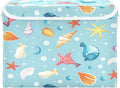 Storage Bins With Lid Stackable Fabric Closet Organizer Clothing Storage Large Boxes For Closet Shelves Bedroom Blue Marine Icons