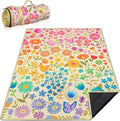 Floral Picnic Blankets Waterproof Foldable 60″X80″ Packable Picnic Mat Flowers Outdoor Blanket for Grass Large Beach Blanket Sandproof Picnic Accessories for Camping Music Festival Park Lawn Travel