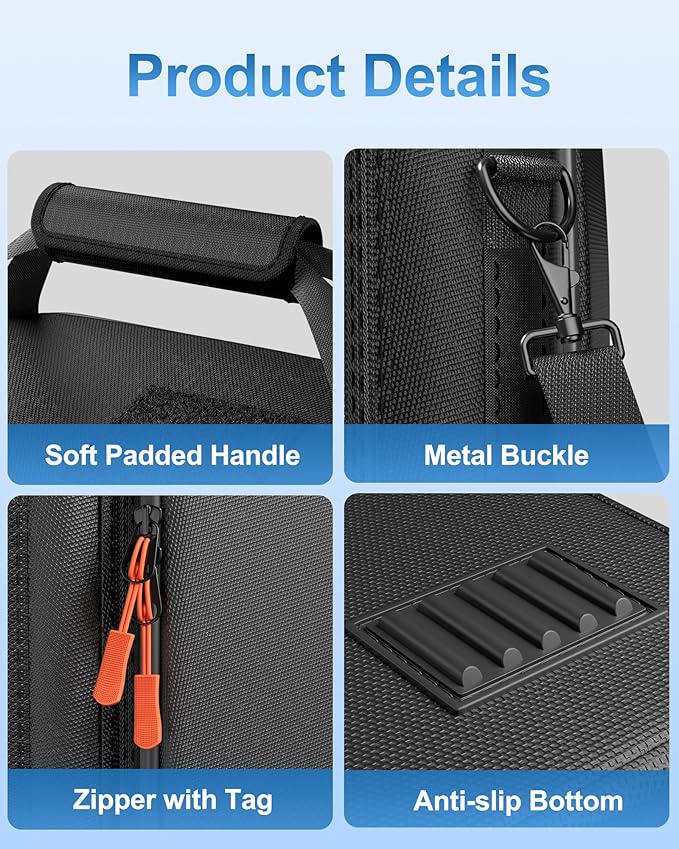 Hautton Carrying Case Compatible with Anker SOLIX C1000 Gen2/C1000/C800/C800X Plus Portable Water Resistant Power Station Storage Bag with Shoulder Strap Handle for Charging Accessories- Black