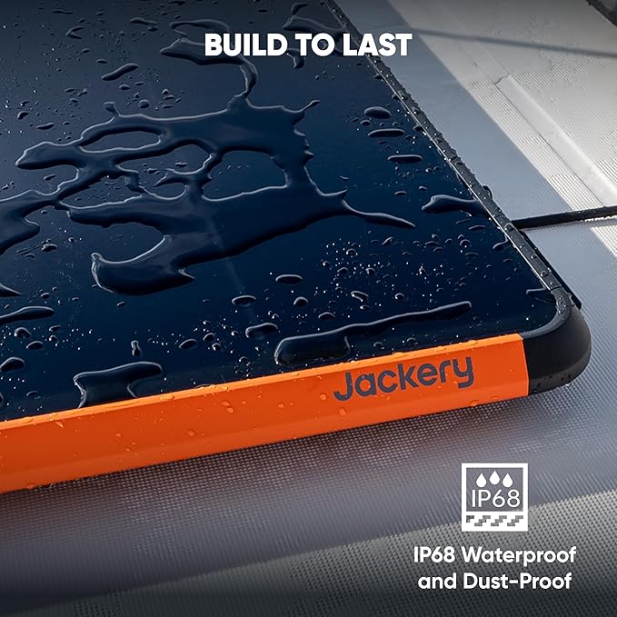 Jackery SolarSaga 100 Prime Bifacial DIY Solar Panel 100W Portable Solar Charger Featuring 25% Conversion Efficiency IP68 Waterproof Solar Generator - Vans Roofs Balconies RV Off-Grid Cabins.