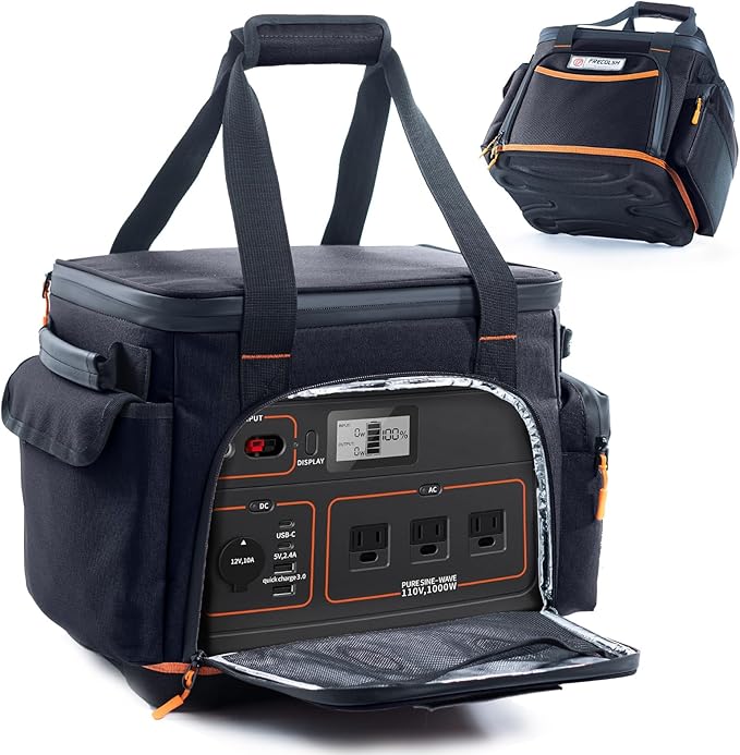 Travel Carrying Case Compatible with Jackery Explorer 1000 Portable Power Station Storage Case with Water- proof Bottom and Pocket for Jackery Accessories Solar Generator Storage Bag Only