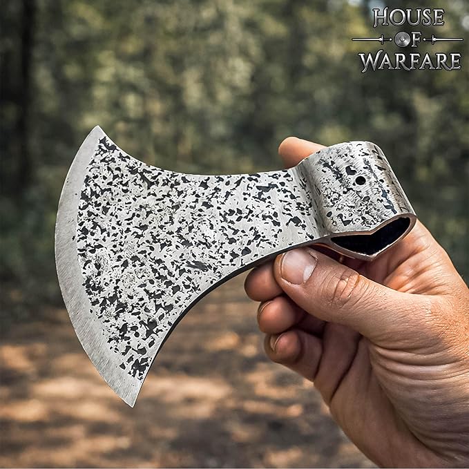 Hand Forged Carbon Steel Viking Axe Head Hammered Antique Finish Norse Hatchet Head for Camping Woodworking Crafting &amp Historical Projects (Broad Axe Head - 6.6 Inches)