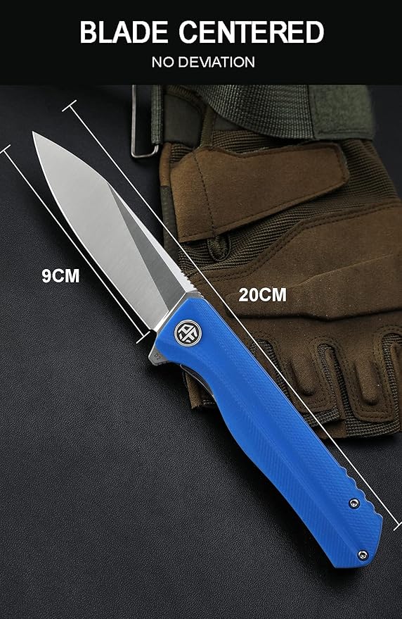 Petrified fish G10 handle D2 steel blade 2CR13 liner ball bearing flipper folding knife camping hunting EDC pocket tool PF818 (Purple Stonewash)
