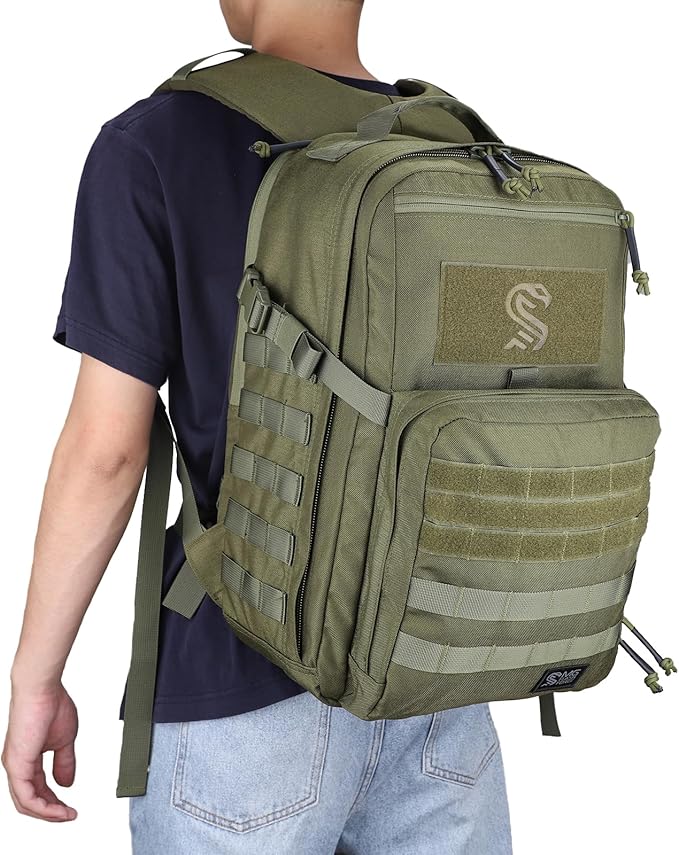 Military Tactical Backpack for Men Molle Army Rucksack Pack Bug Out Bag Laptop Compartment 30L (Green)