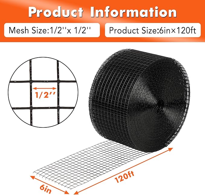 6in x 120ft Solar Panel Bird &amp Critter Guard Kit Includes 100 Fastener Clips 100 Cable Ties Gloves Pliers &amp PVC Coated Wire Mesh for Bird Critters Control