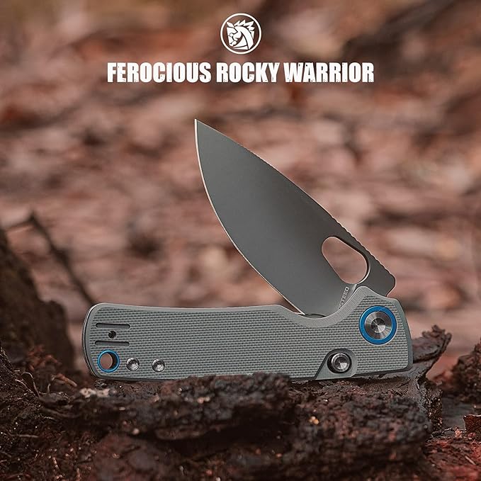 Vosteed Porcupine EDC Knife 2.99 Sandvik 14C28N Steel Blade Gray G10 Handle Top Liner Lock Lightweight Folding Pocket Knives with Clip Outdoor Camping Hunting Knife - A2607