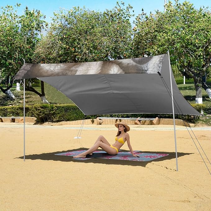 ALAZA French Bulldog Puppy Sleeping in A Soft Blanket Beach Tent Sun Shelter Portable Canopy Sunshade for Outdoor Camping Picnics Backyard Fun 10x9 ft