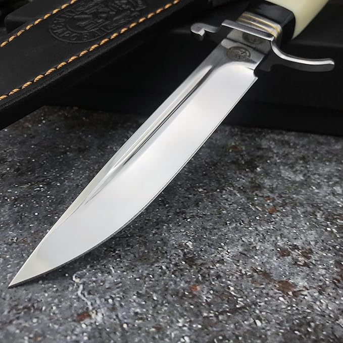 Russian Finka-NKVD KGB Fixed Blade Knife Heavy Duty 440C Steel Full Tang KnifeResin HandleOutdoor Knives for Tourist Fishing CampingGift PU Sheath