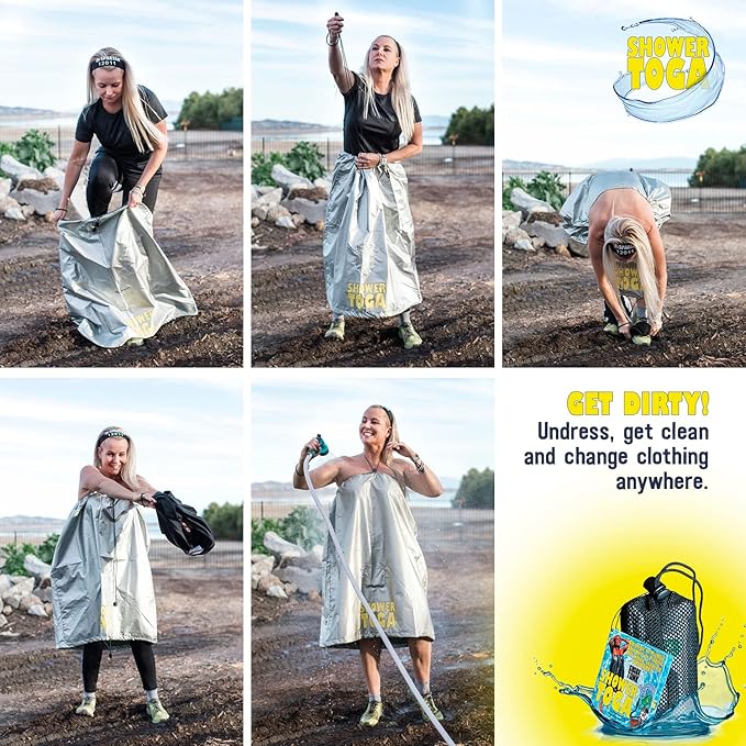 Shower Toga Wearable Shower Garment Portable Camping Shower Privacy Robe Outdoor Changing Room for Beach Surf Camping &amp Festivals Lightweight Shower Tent Alternative As Seen on Shark Tank