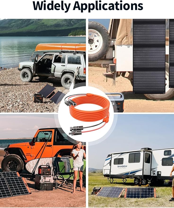 40Ft 10AWG Solar Extension Cable - Tonton 6mm² One-Piece Upgrade Integrated Wire Solar Cable with Male and Female Connectors Waterproof PV Wire for Home Boat and RV Solar Panel (10AWG 40FT 12M)