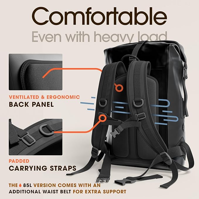 Earth Pak Waterproof Backpack - Heavy Duty Roll-Top Closure with Easy Access Front-Zippered Pocket and Cushioned Padded Back Panel for Comfort with IPX8 Waterproof Phone Case