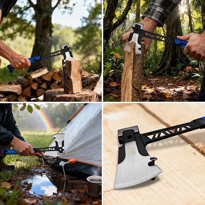 14.7 Hatchet Full Tang Forged Axe with Shock Reduction Handle and Anti-Slip Grip Camping Hatchet with Nylon Sheath