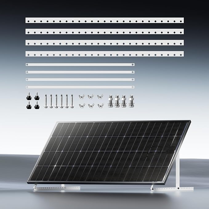 Epoch 58 Solar Panel Mount 0 to 90° Adjustable Solar Panel Mounting Brackets Aluminum Stand Supports Single Panel for 200W 300W 400W Solar Panels