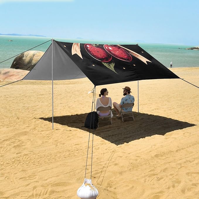 ALAZA Cherry Bow Beach Tent Sun Shelter Portable Canopy Sunshade for Outdoor Camping Picnics Backyard Fun 10x9 ft