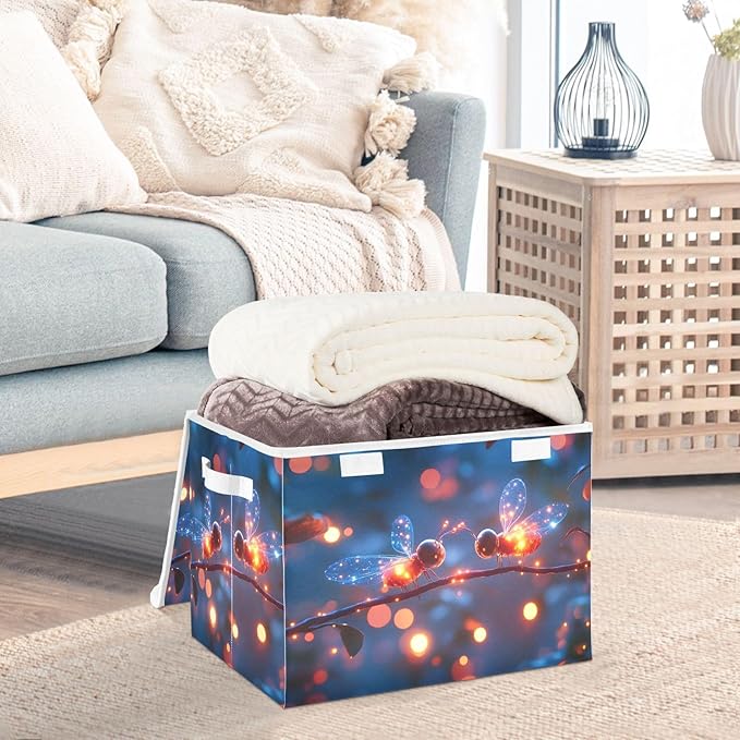 AIXIWAWA Lidded Storage Cube (Shining Forest Animal) Fabric Foldable Closet Bins with Flip Lid and Handles Organizer Basket Container 16.5 x 12.6 x 11.8 IN