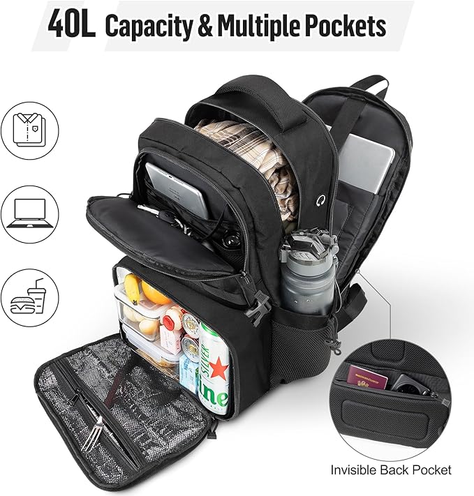 Jueachy Tactical Backpack with Lunch Box for Men: Laptop Compartment Bookbag+Tactical Medical Pouch Molle IFAK: First Aid Pouches Kit Empty