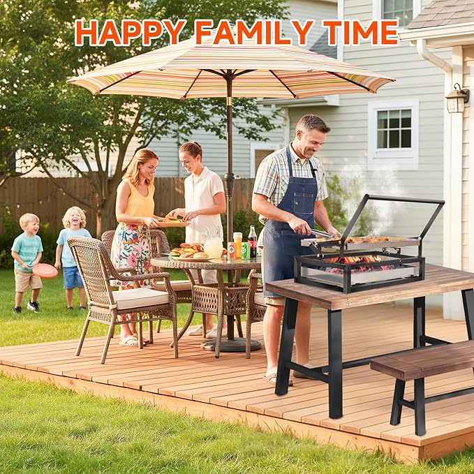 Tabletop Rotisserie Grill - Compact 360° Rotating Charcoal BBQ for Balcony &amp Camping Detachable Ash Pan (KA-6166T)