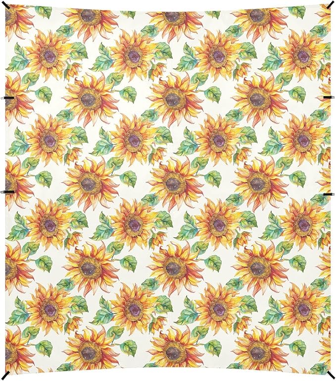ALAZA Yellow Sunflower Watercolor Beach Tent Sun Shelter UPF50+ Protection Beach Shade Canopy w/ 4 Sandbags for Outdoor Camping Fishing Backyard Fun Picnic 10x9 ft