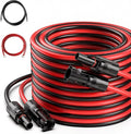 JJN Solar Extension Cable 10AWG(6mm²) 20Feet with MC4 Connector and 8Feet with OT Connector Solar Panel Adaptor Kit Tool for Solar System Two Pair (Red + Black)
