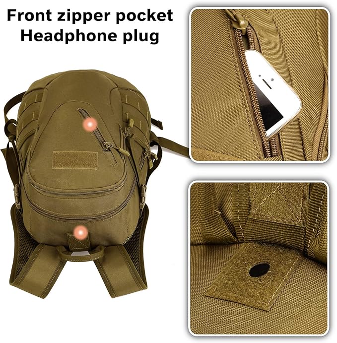 Protector Plus Tactical Motorcycle Backpack Small Military Cycling Pack Bug Out Bag (Patch Included)