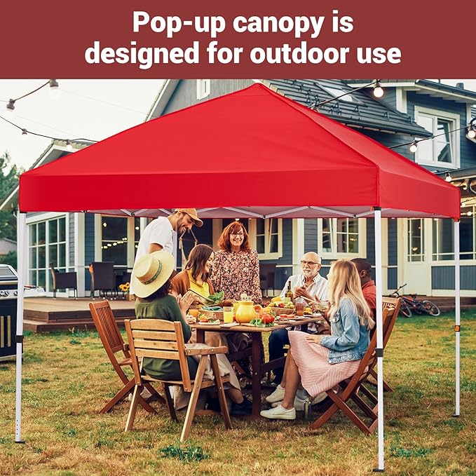 Easy One-Push Setup Pop Up Canopy Tent 8x8ft – Waterproof Outdoor Sun Shelter Portable Gazebo with Wheeled Bag Ideal for Camping Patio Deck Parties