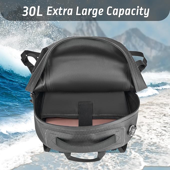 Trudave Waterproof Backpack Waterproof Submersible Backpack Floating TPU Coated Dry Bag with Airtight Zipper for Kayak Fishing Boating Hiking Blue(20L)
