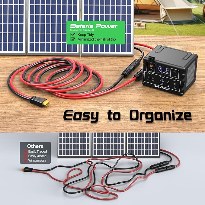 Bateria Power Solar Panel Cable for Ecoflow Anker SOLIX 10AWG 50FT XT60 Solar Cable XT60 Extension Charge Extension Cable Compatible with EcoFlow Anker BLUETTI &amp Generator