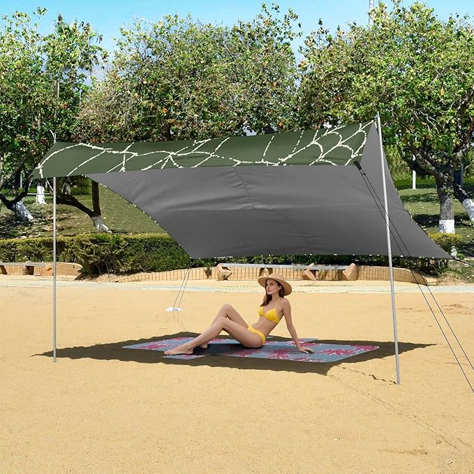 ALAZA Web Beach Tent Sun Shelter Portable Canopy Sunshade for Outdoor Camping Picnics Backyard Fun 10x9 ft